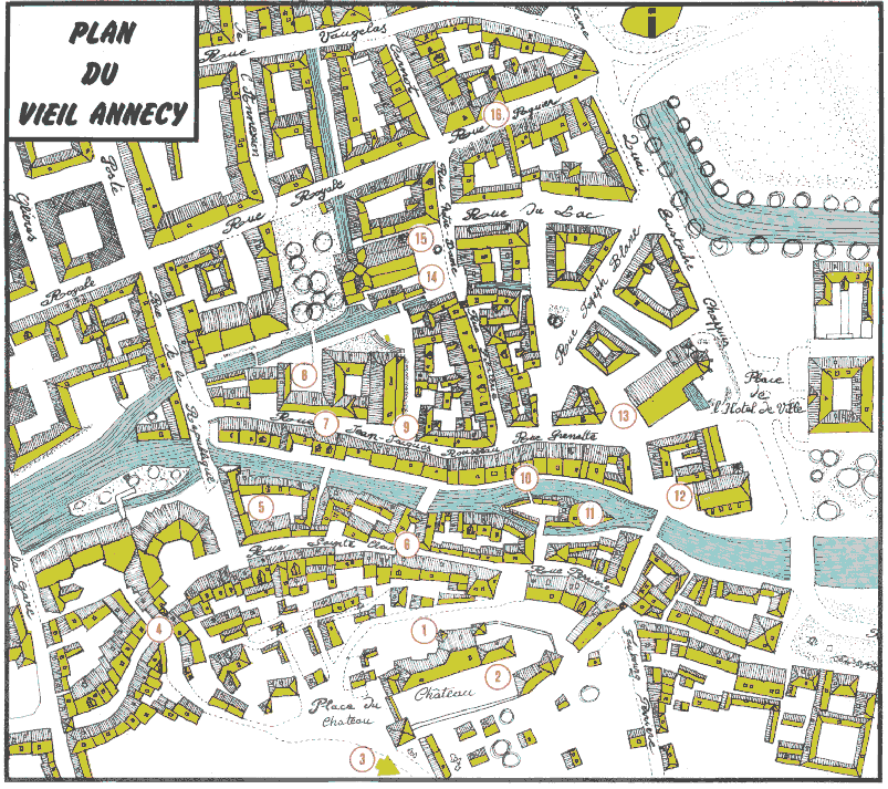 PLAN DE LA VIEILLE VILLE : POSITION DES MONUMENTS A VISITER