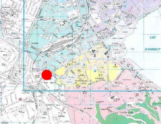 situation de l'appartement PONT NEUF C sur la carte d'Annecy