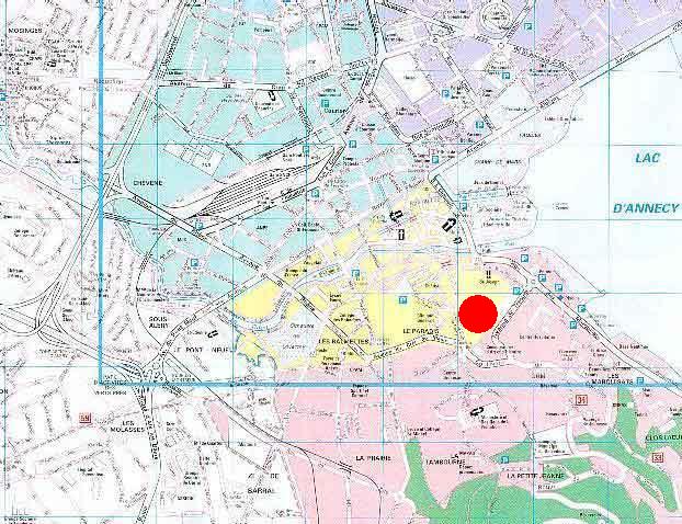 situation de l'appartement FEUILLETTE sur la carte d'Annecy